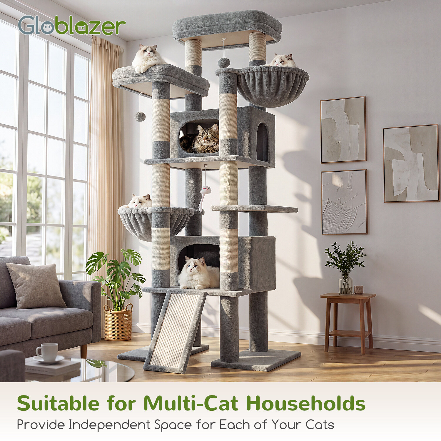 globlazer-f-series-f75g-arbre-chat-75-pouces-gris-clair-robuste image 8