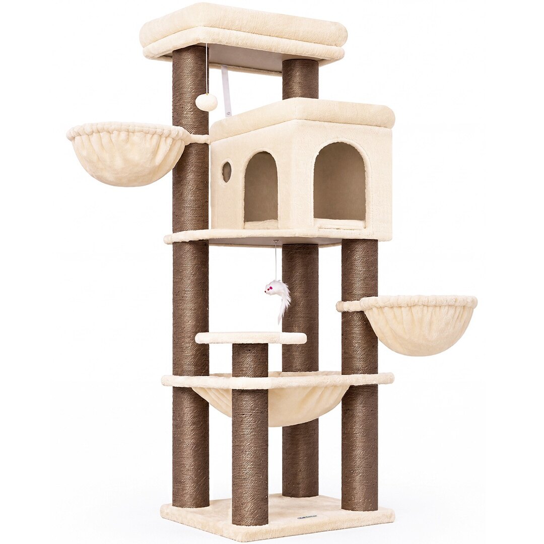 globlazer-s65g-arbre-chat-beige-165-cm-poteaux-pais image 2