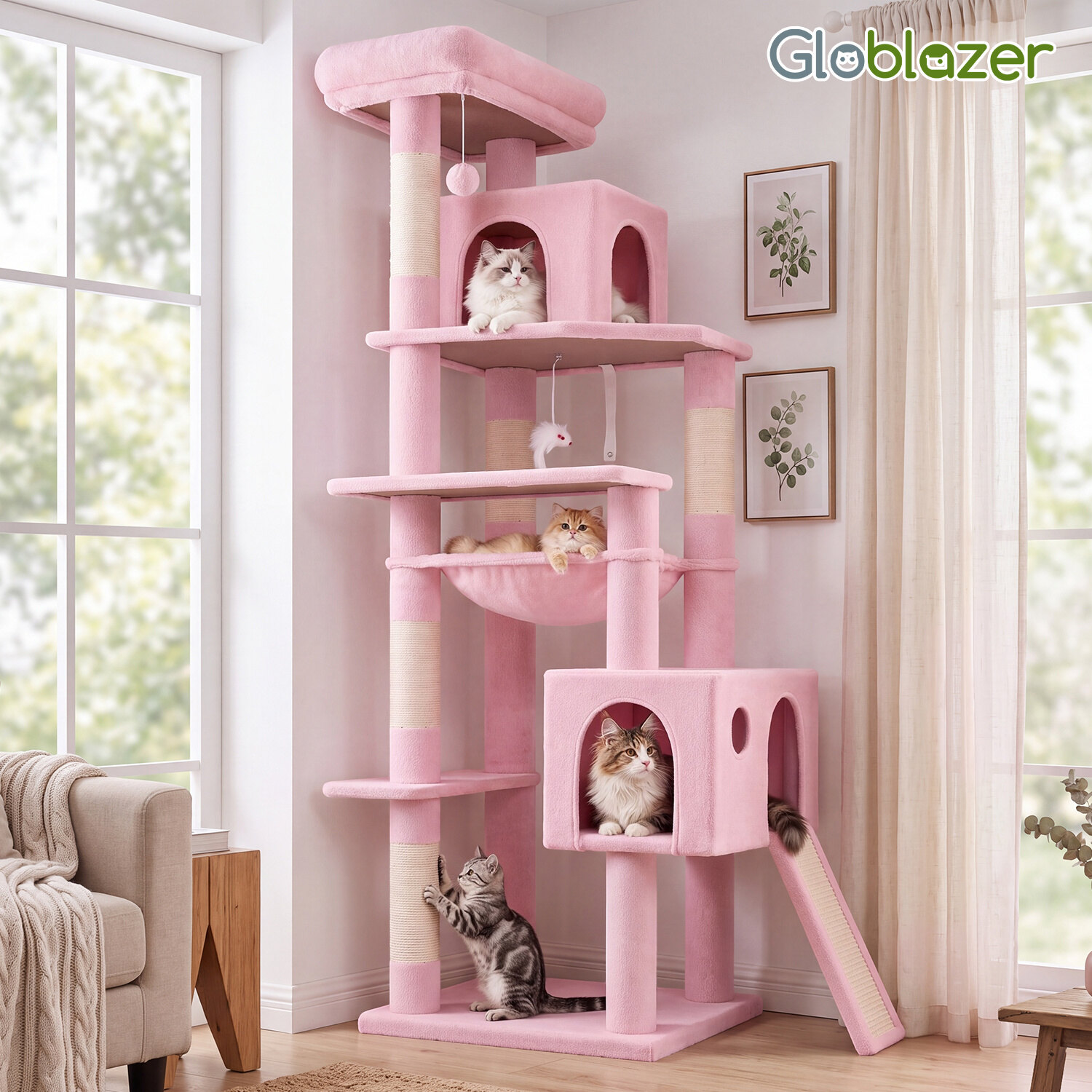 globlazer-f70-pro-arbre-chat-rose-178-cm-int-rieur image 8