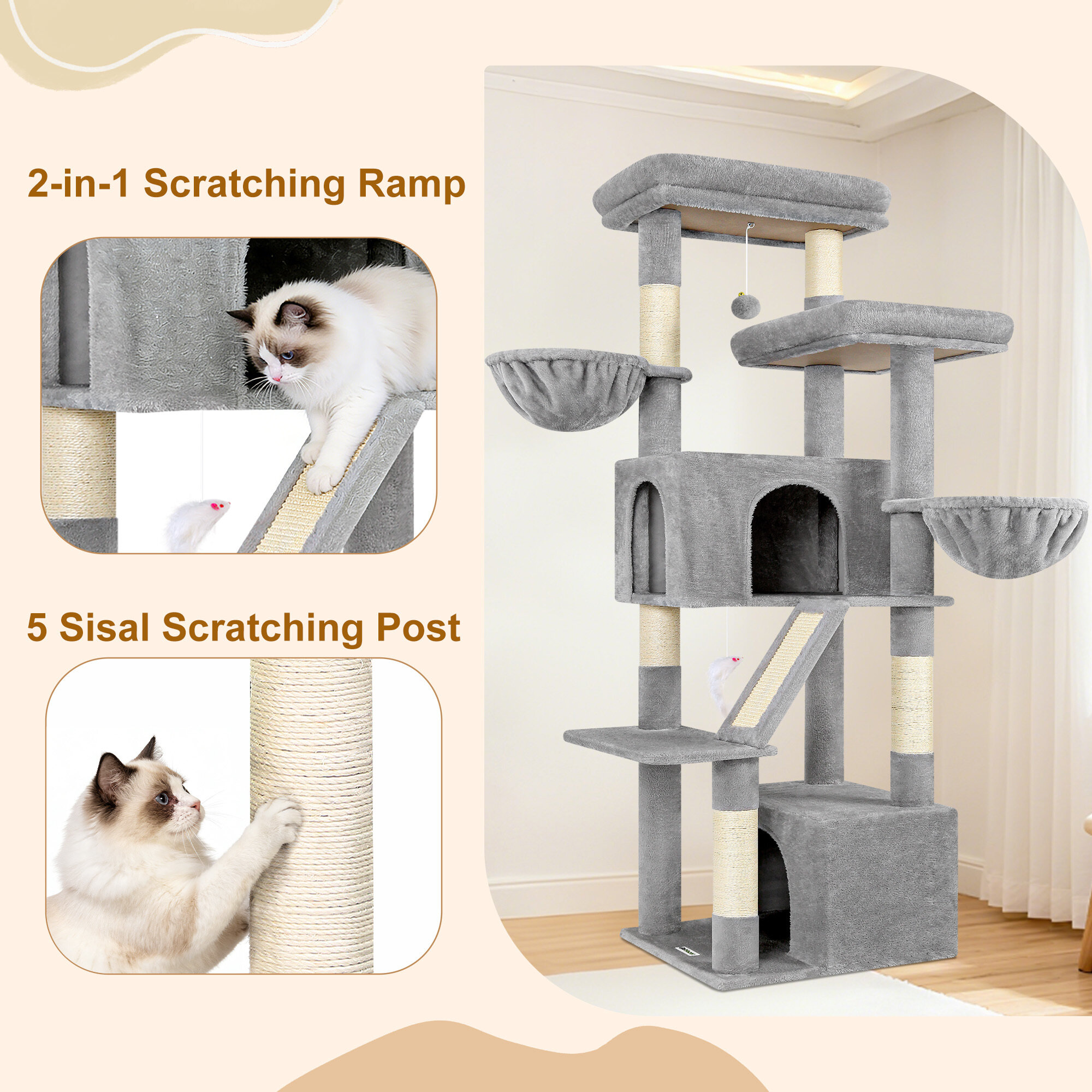 globlazer-s-series-s69-arbre-chat-gris-clair-175-cm image 7