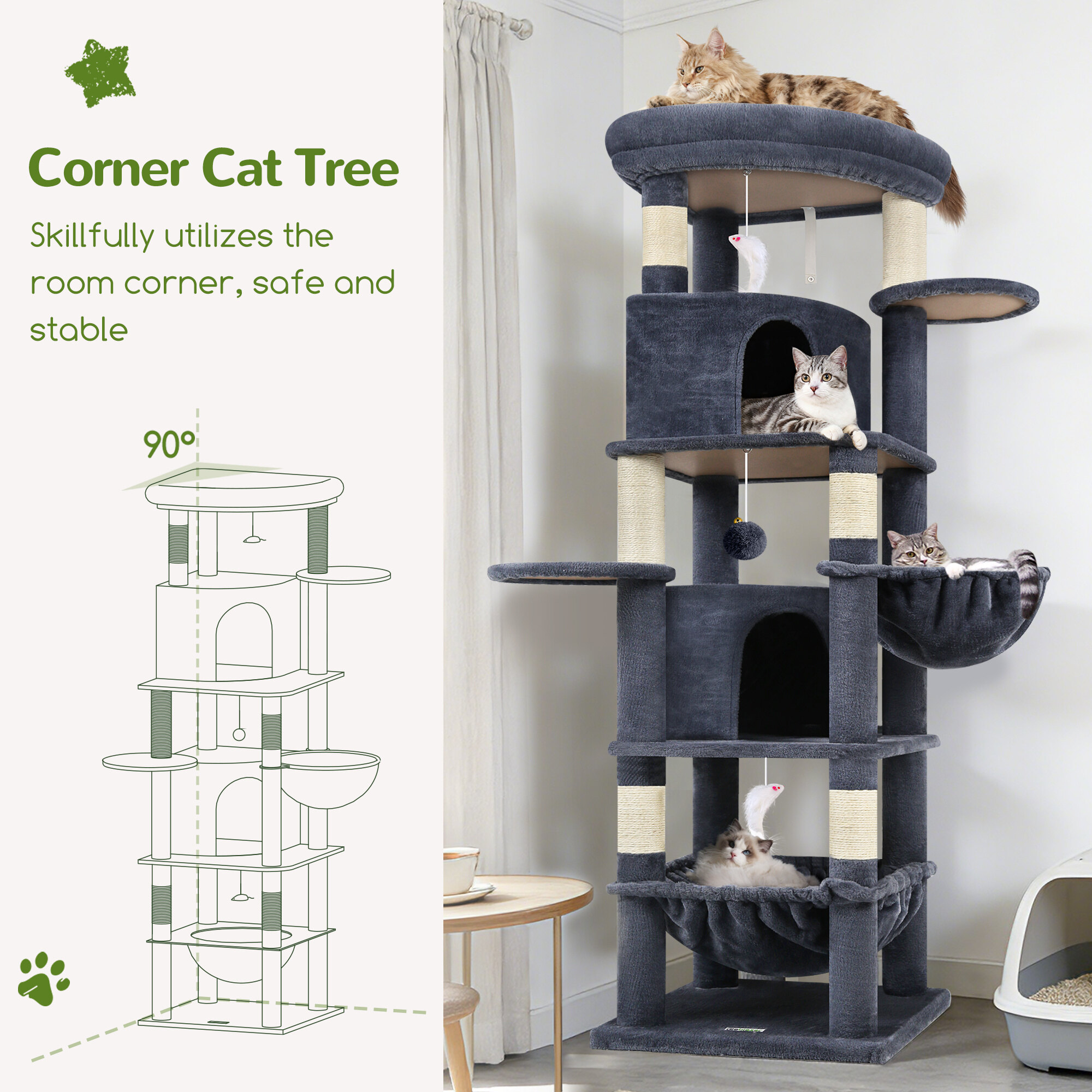 globlazer-c-series-c68-arbre-chat-gris-fonc-173-cm image 5