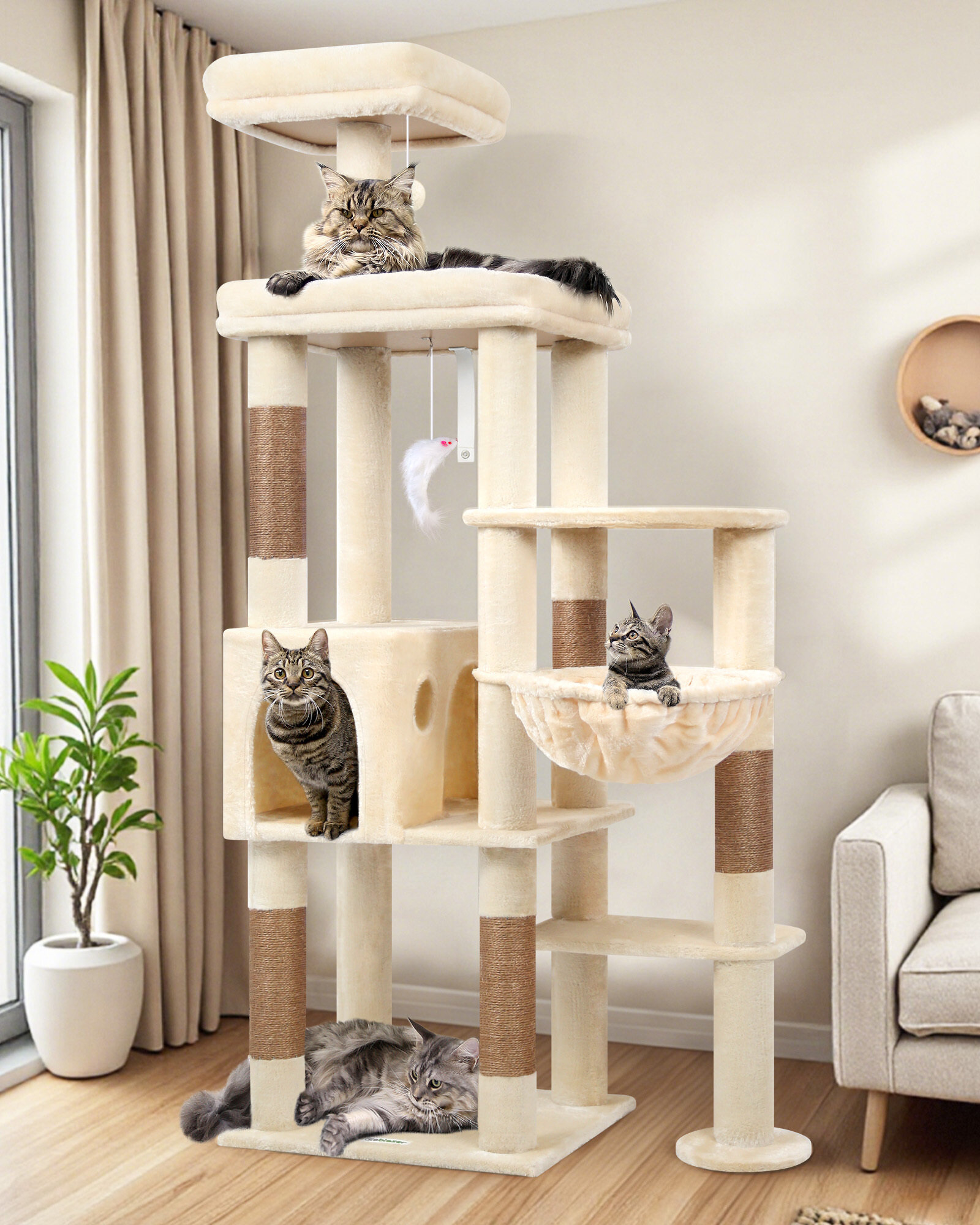 globlazer-f-series-f65b-arbre-chat-beige-165-cm-grand image 1