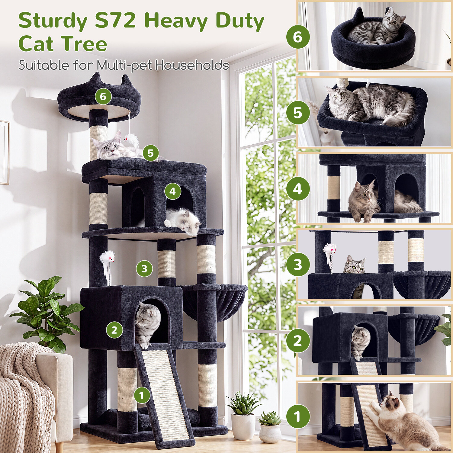globlazer-s-series-s72-arbre-chat-gris-fum-183-cm-robuste image 6