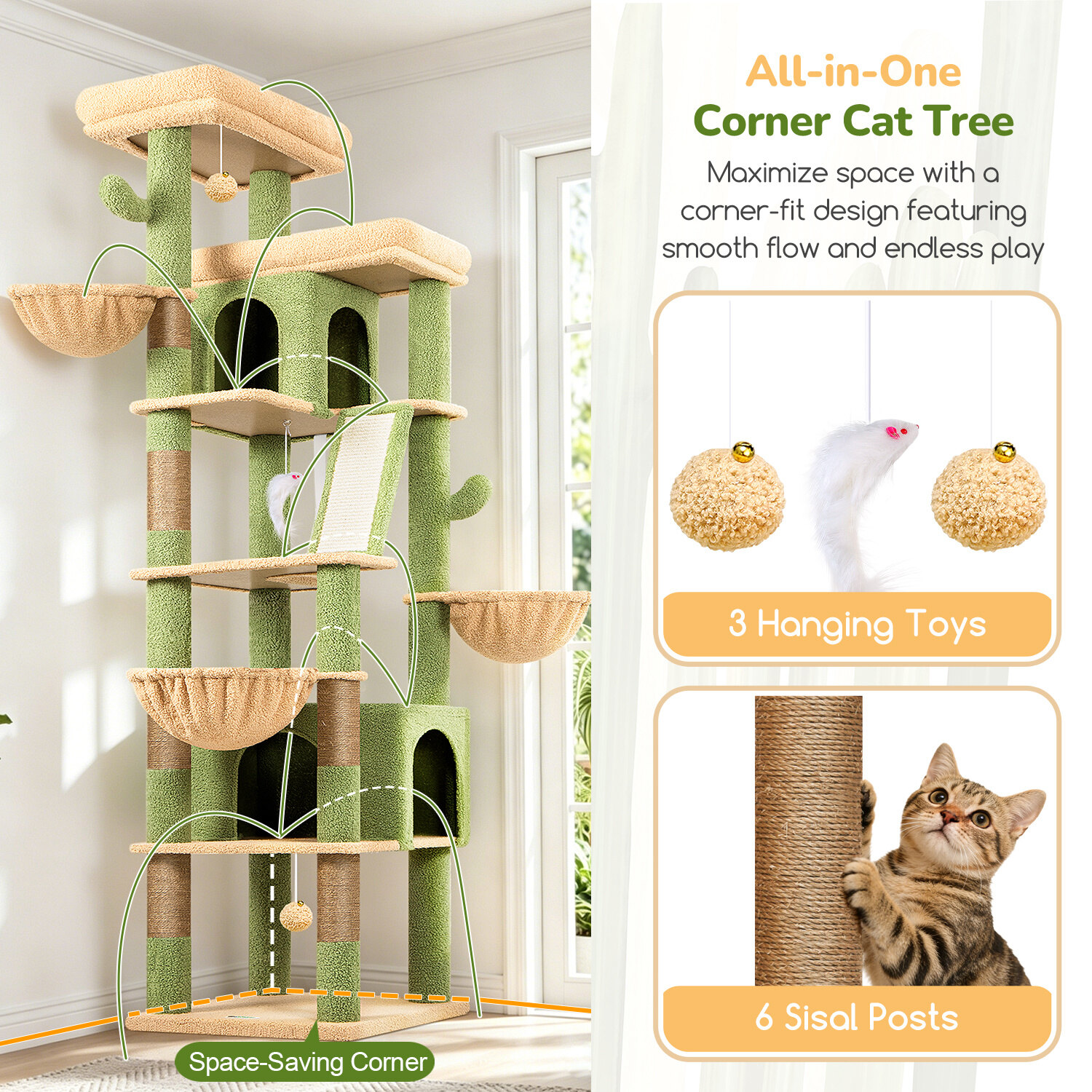 globlazer-s80g-arbre-chat-cactus-vert-203-cm image 5