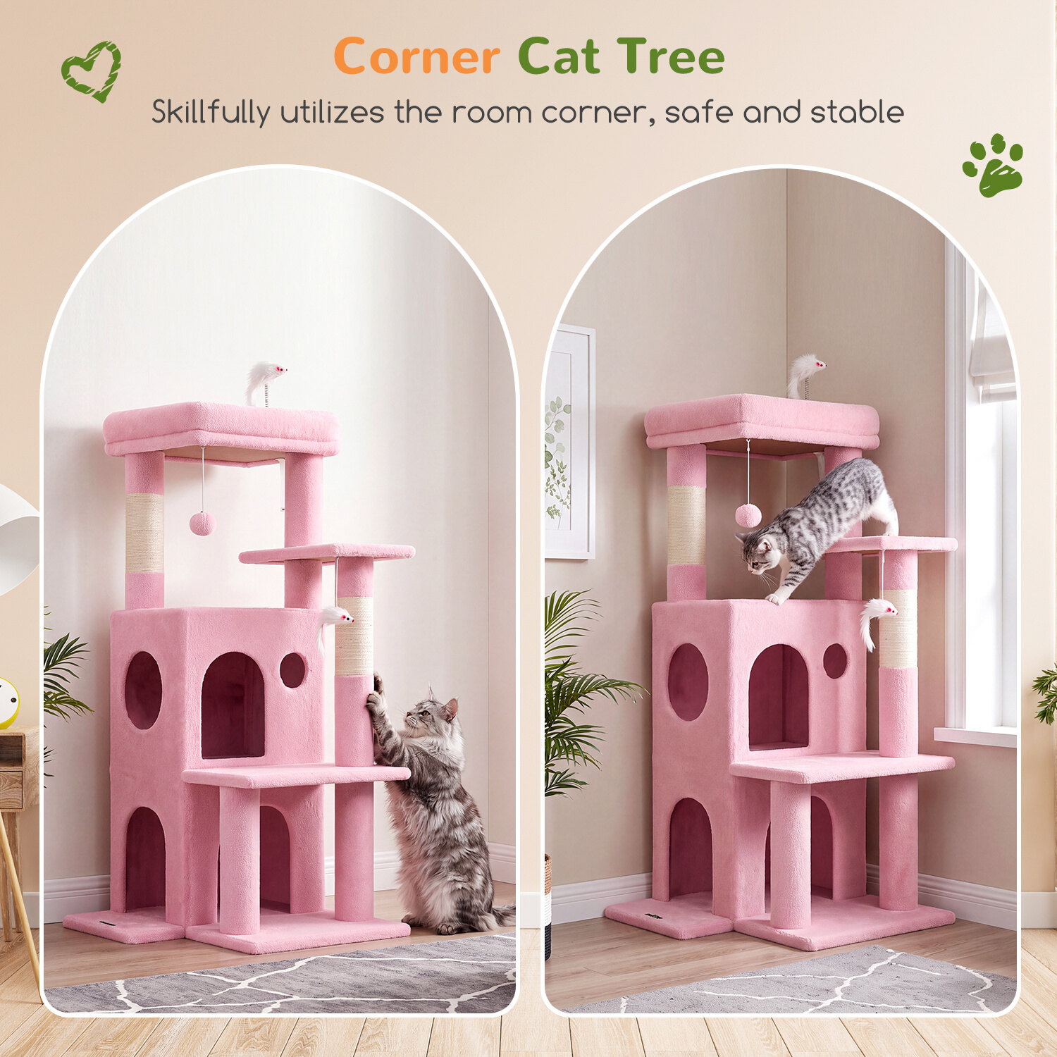 globlazer-f-series-fc50-arbre-chat-rose-50-pouces-grands-chats image 3