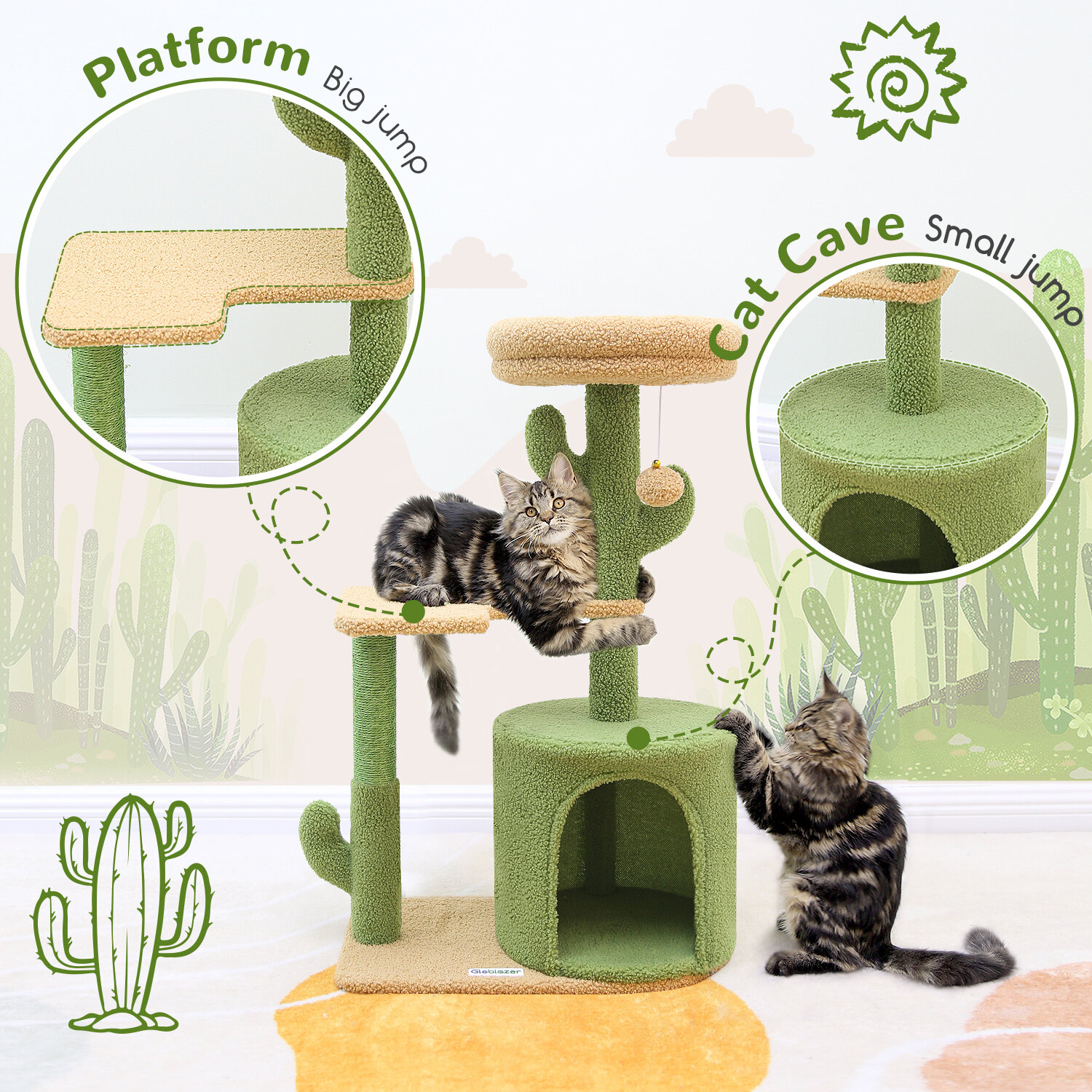globlazer-f-series-f33-arbre-chat-cactus-vert-84-cm-petit image 6