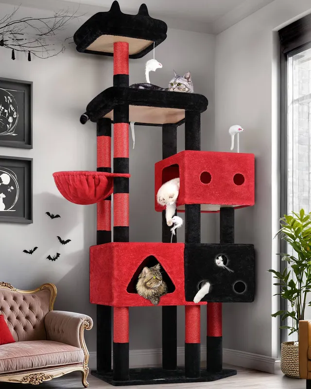 globlazer-f-series-f81-arbre-chat-grand-chat-rouge-noir-81-pouces image 1