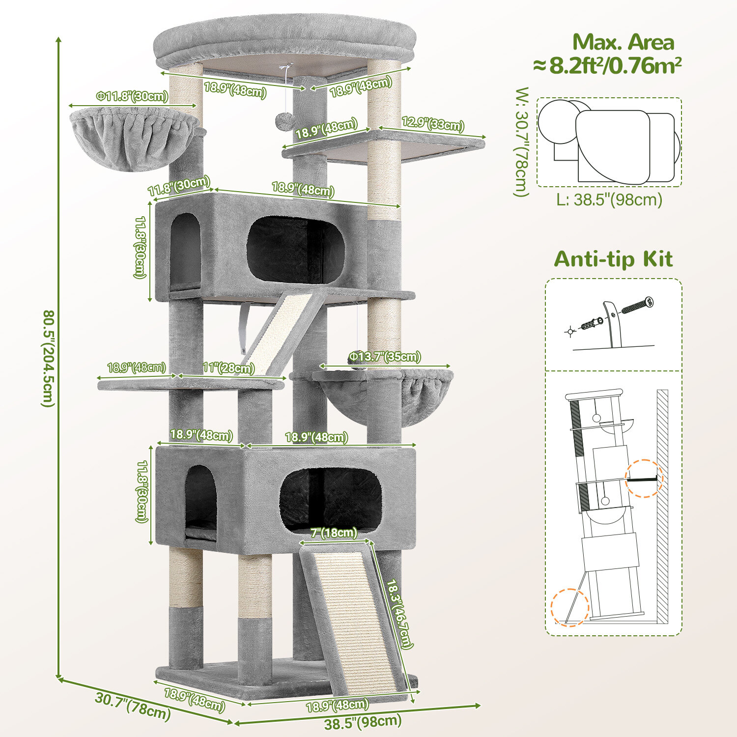 globlazer-s80h-arbre-chat-gris-clair-203-cm image 7