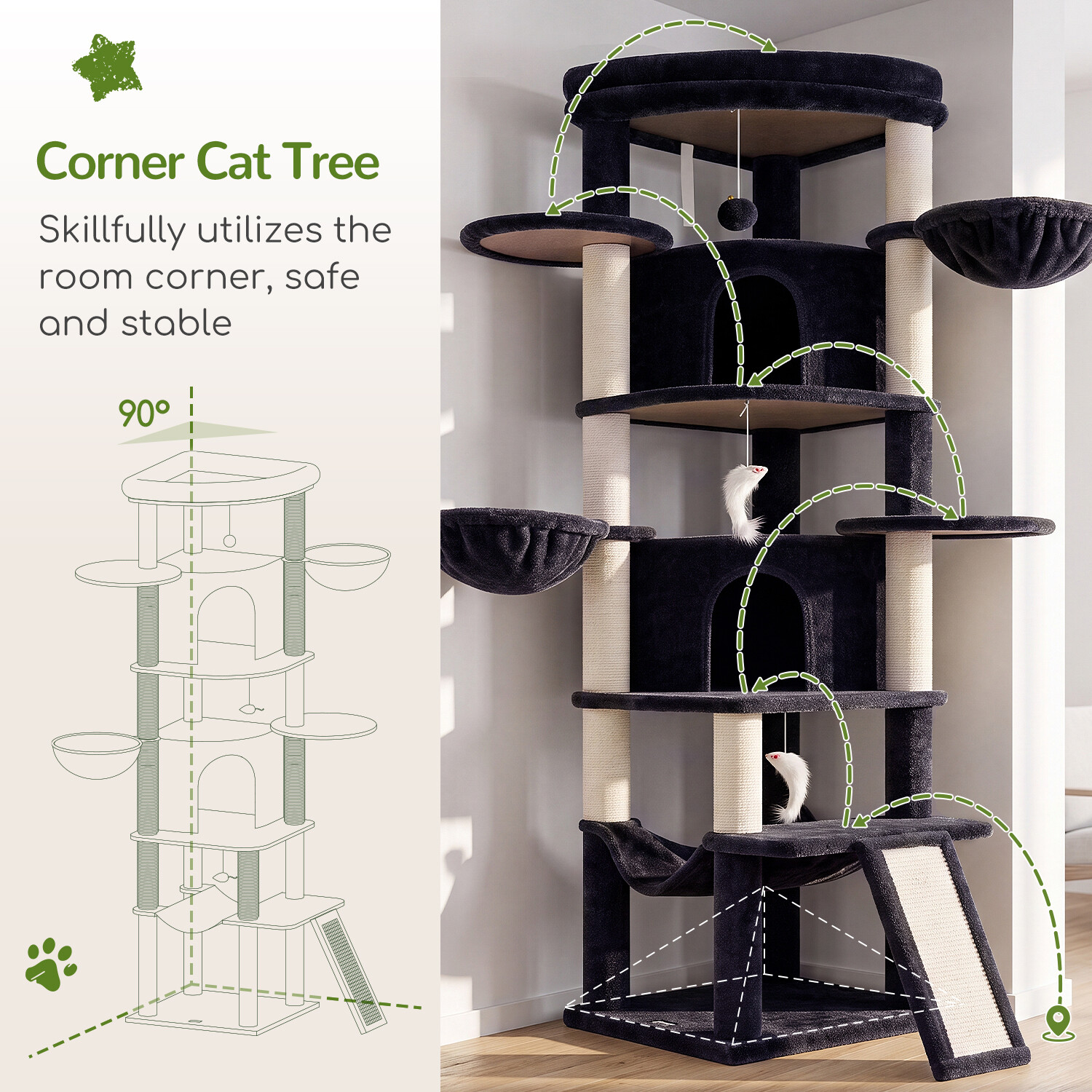 globlazer-c73-arbre-chat-d-angle-gris-fonc-185-cm image 2