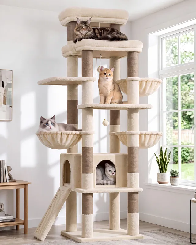 globlazer-s-series-s79c-arbre-chat-robuste-beige-200-cm image 1