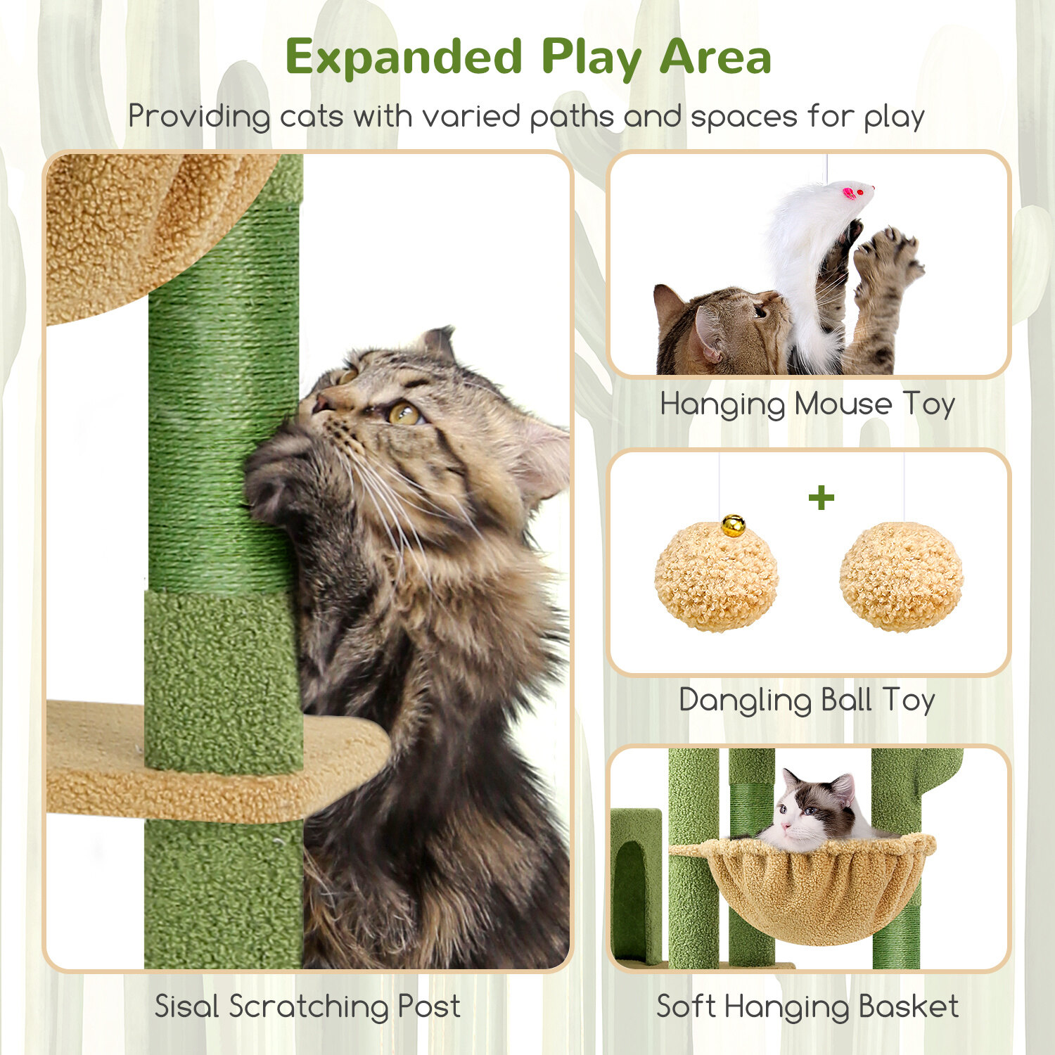 globlazer-f-series-f83-arbre-chat-vert-cactus-83-pouces image 5