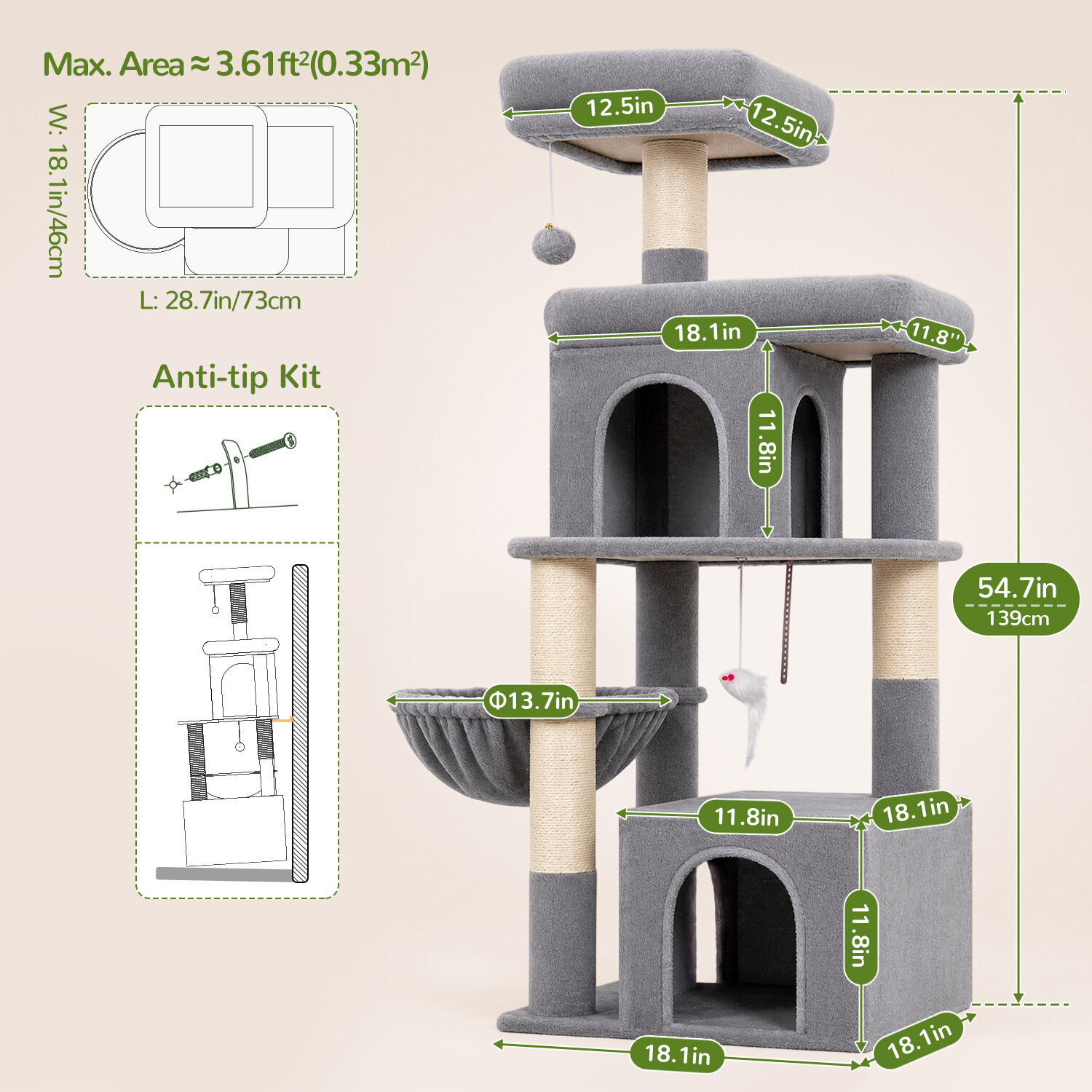 globlazer-f54-arbre-chat-gris-clair-2-niches image 7