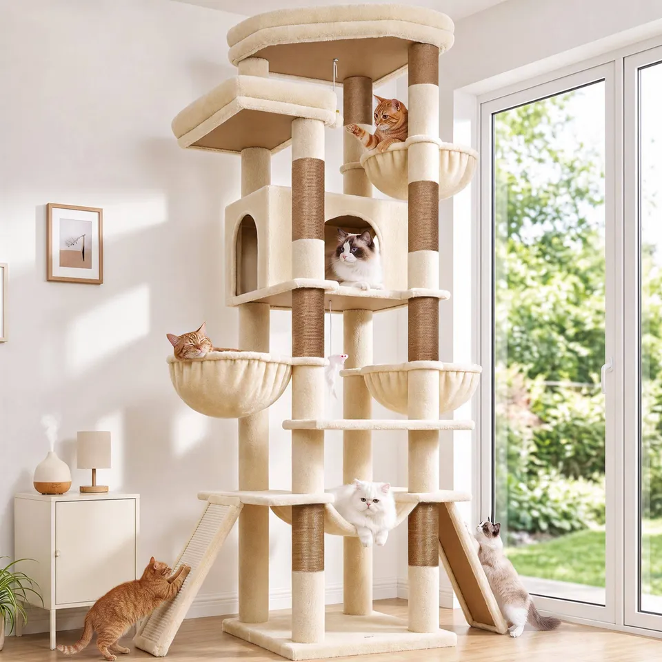 globlazer-arbre-chat-191-cm-gris-clair-condo-griffoir image 1