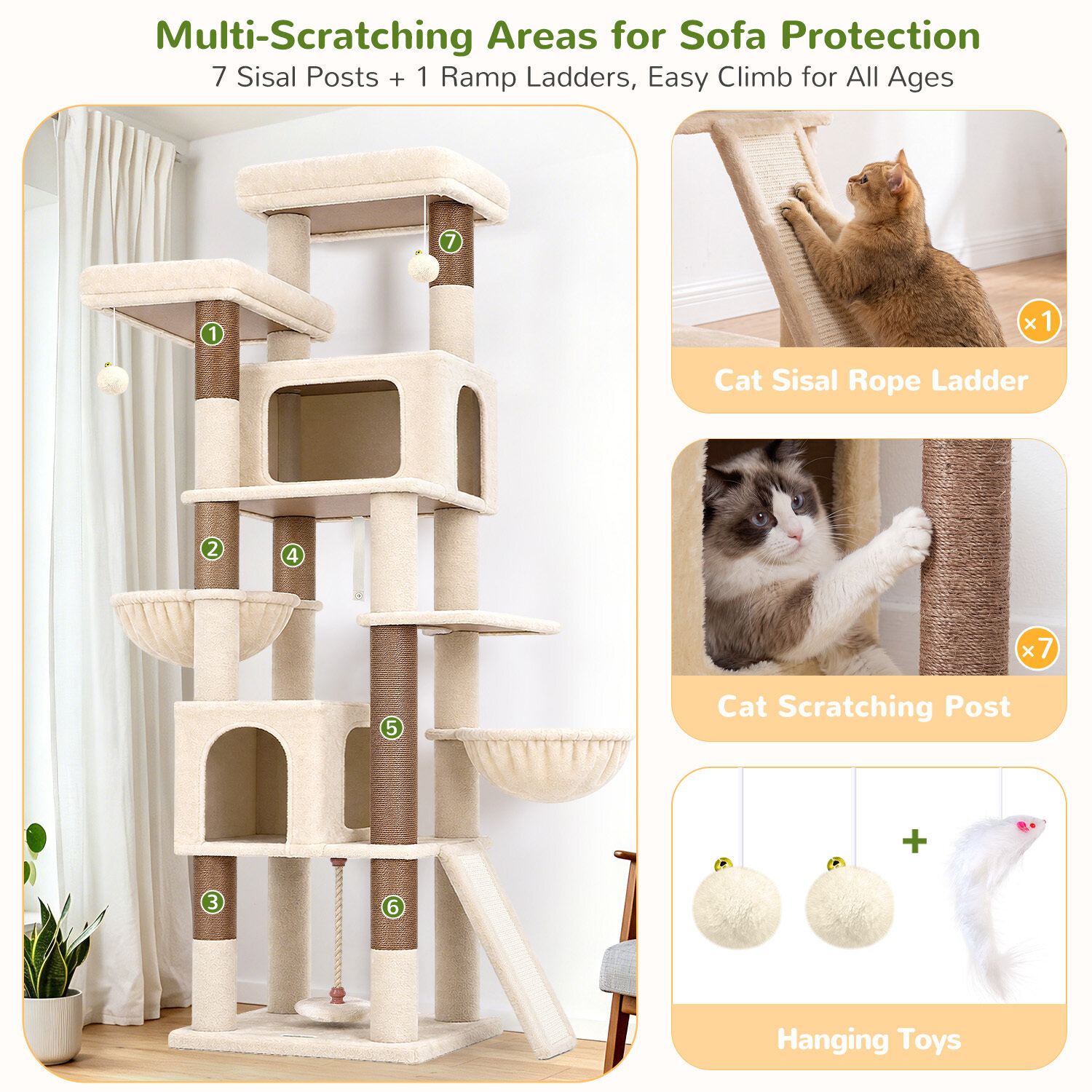 globlazer-f-series-f75b-arbre-chat-beige-190-cm image 7
