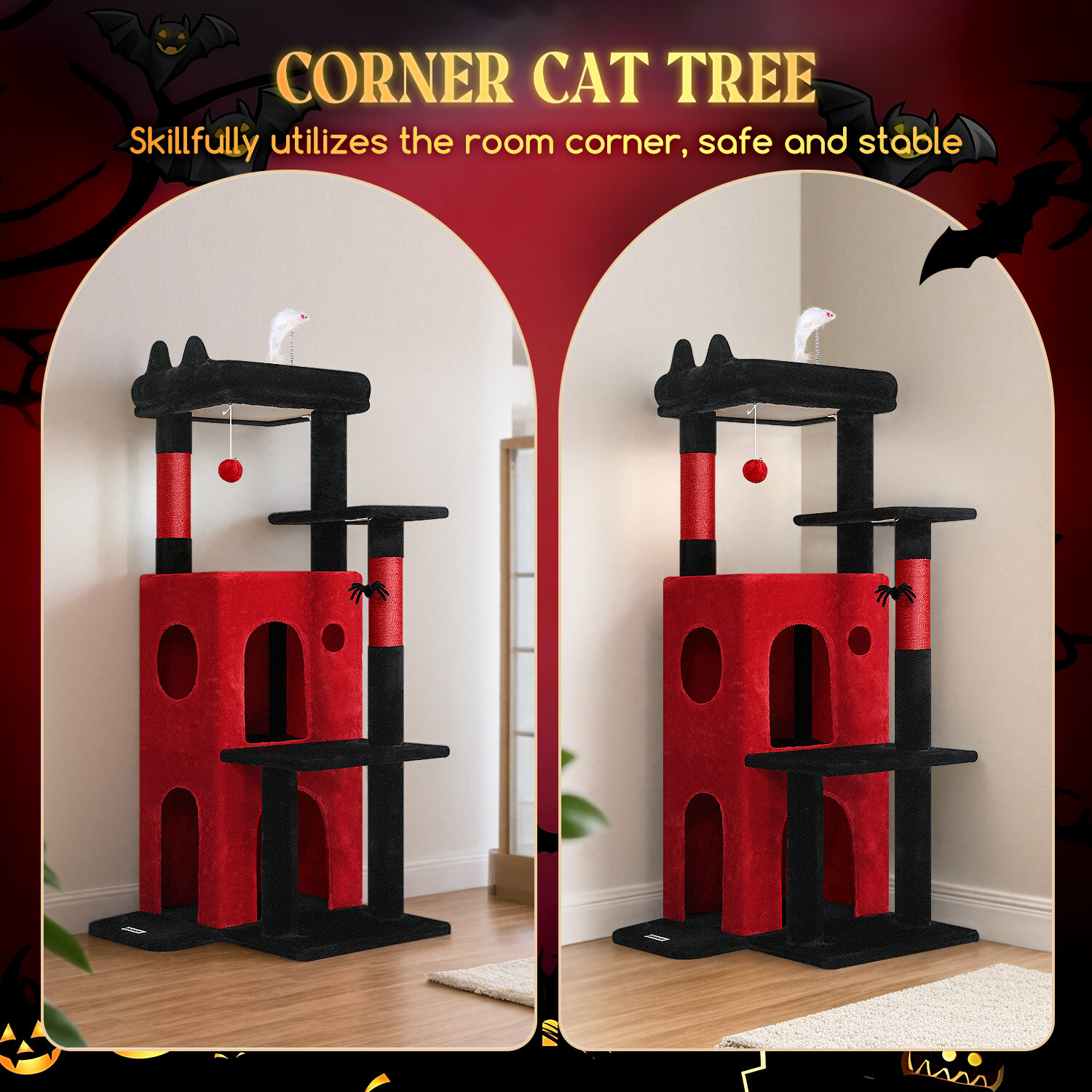 globlazer-fc50-arbre-chat-rouge-noir-50-pouces-grands-chats image 3
