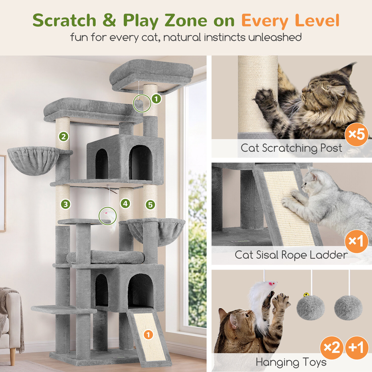 globlazer-f75c-arbre-chat-gris-clair-190-cm image 7