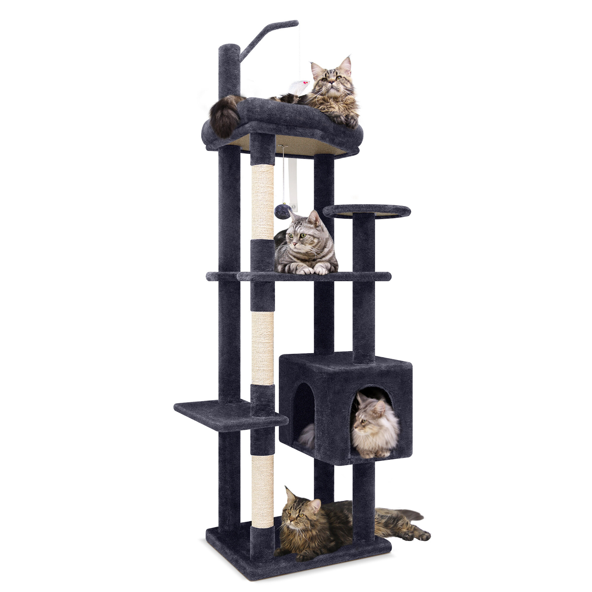 globlazer-f64-arbre-chat-64-pouces-gris-fonc-sisal image 2