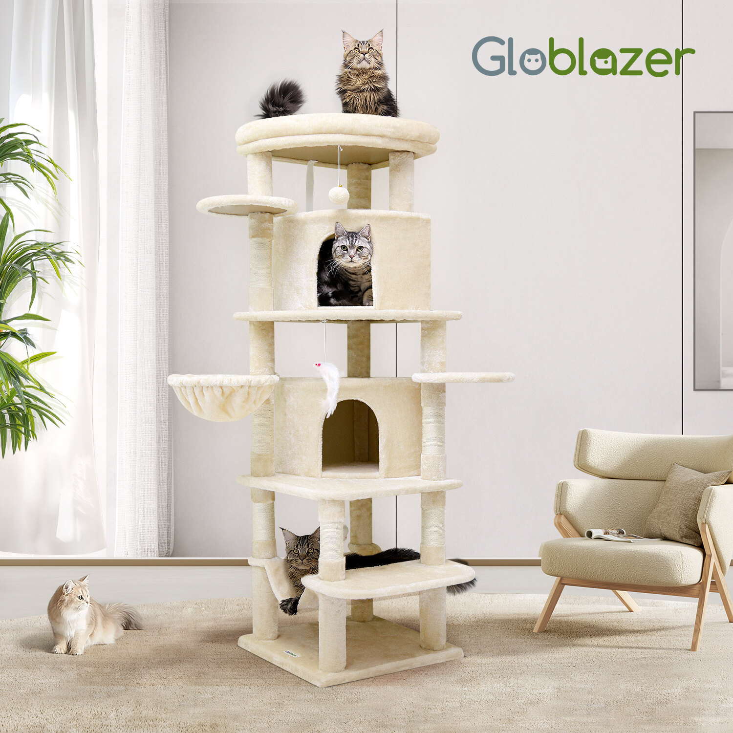 globlazer-c-series-c66-arbre-chat-beige-66-pouces-grand image 3