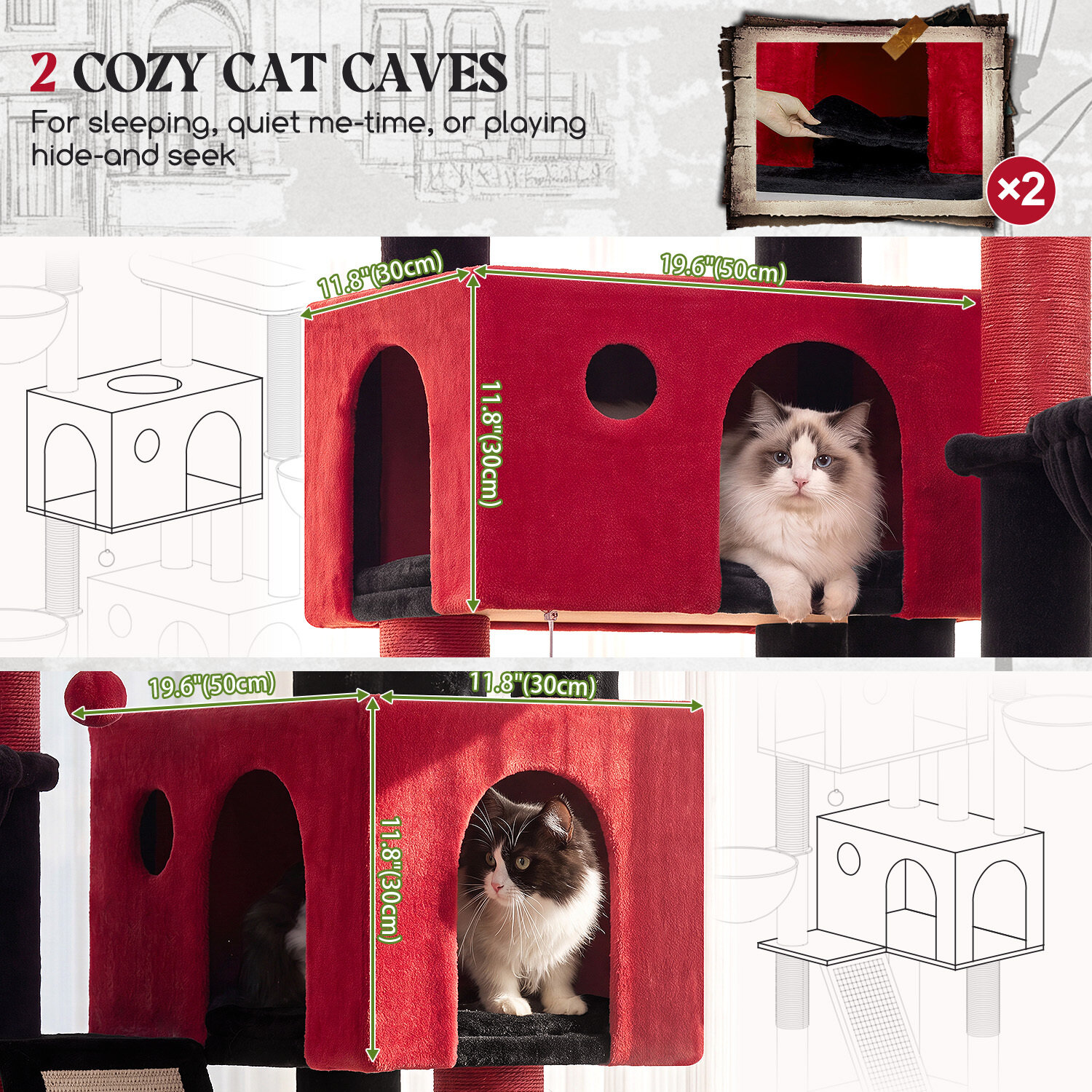 globlazer-f72g-arbre-chat-grand-chat-rouge-noir-183-cm image 4
