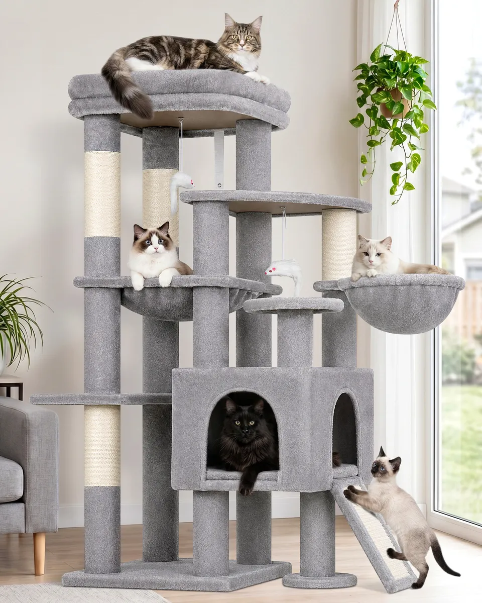 globlazer-s51-arbre-chat-gris-clair-130-cm-stable image 1