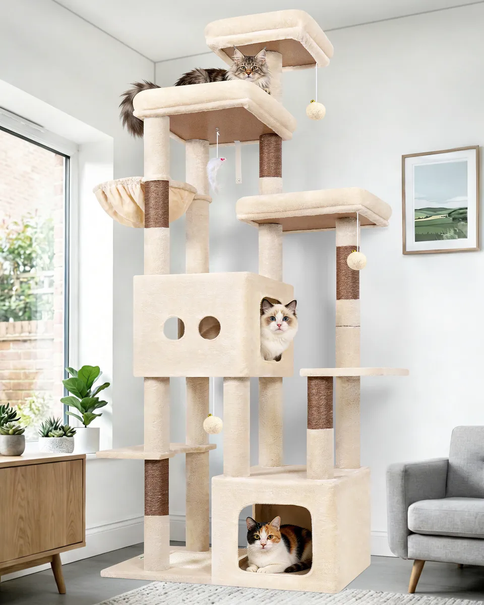globlazer-f80e-arbre-chat-203-cm-beige-grand-chat image 1