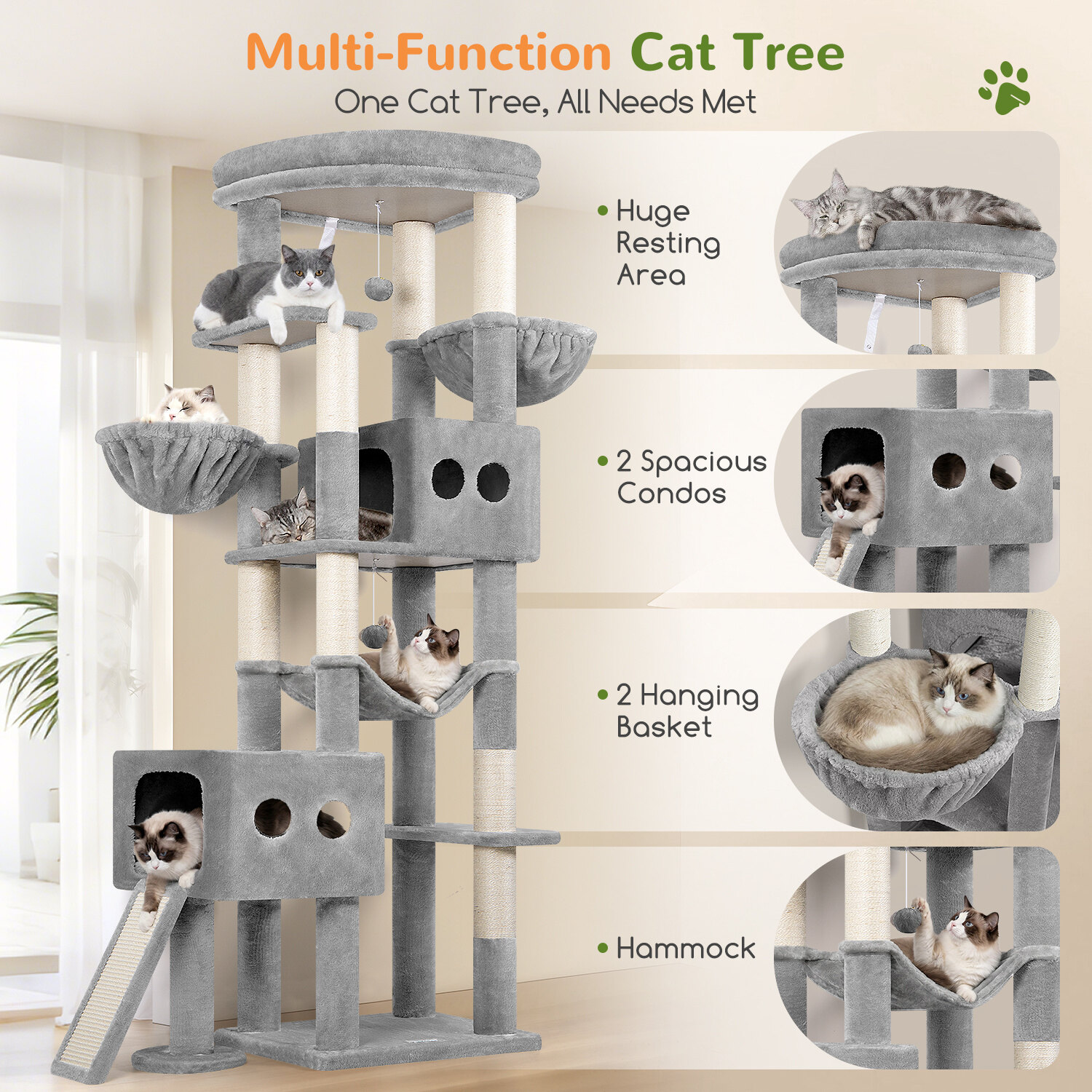 globlazer-s-series-s81g-arbre-chat-gris-clair-81-pouces image 5