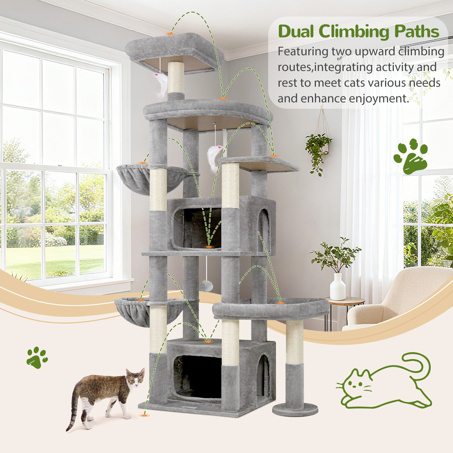 globlazer-s-series-s75-arbre-chat-gris-clair-75-pouces image 6