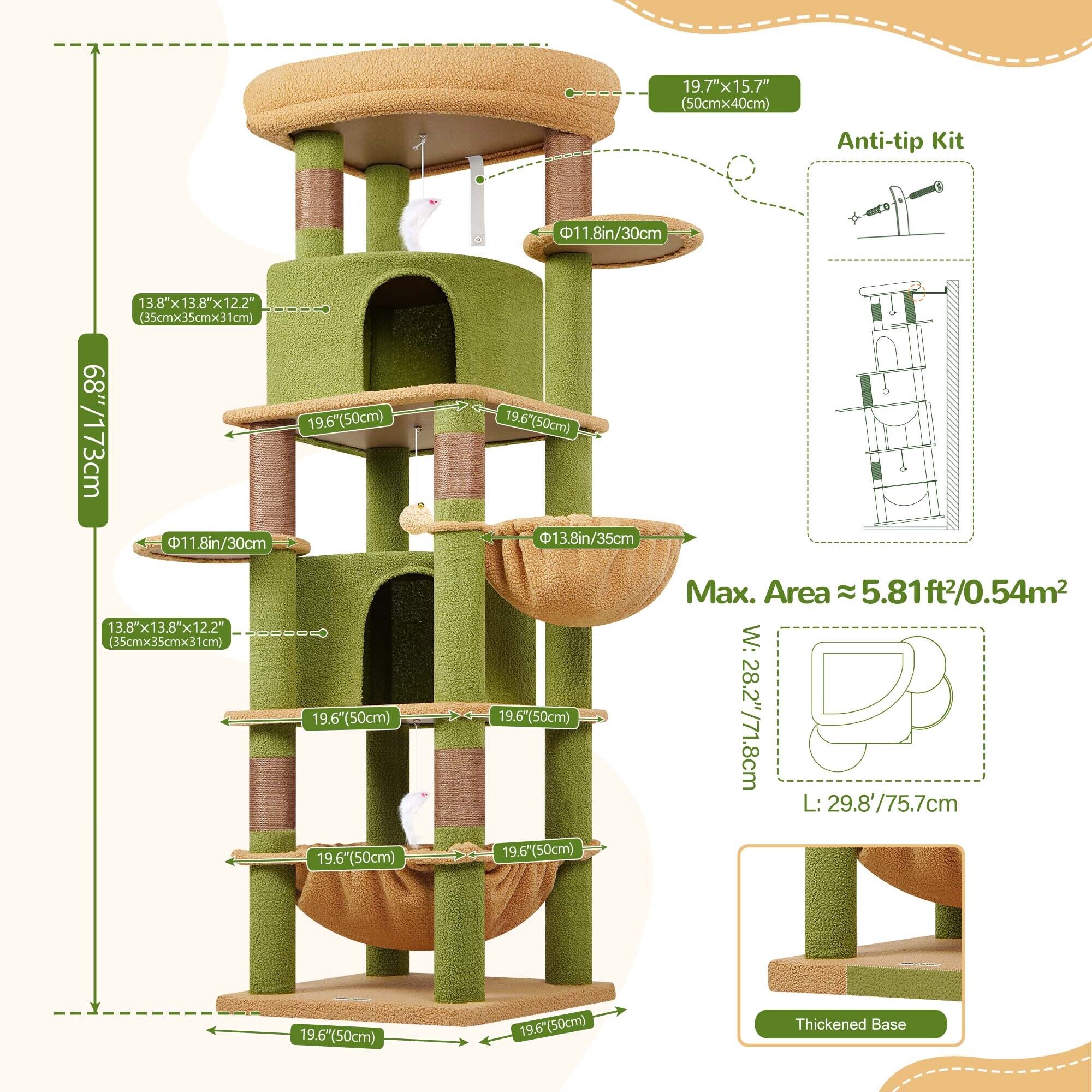 globlazer-c-series-c68-arbre-chat-angle-vert-cactus-173cm image 7