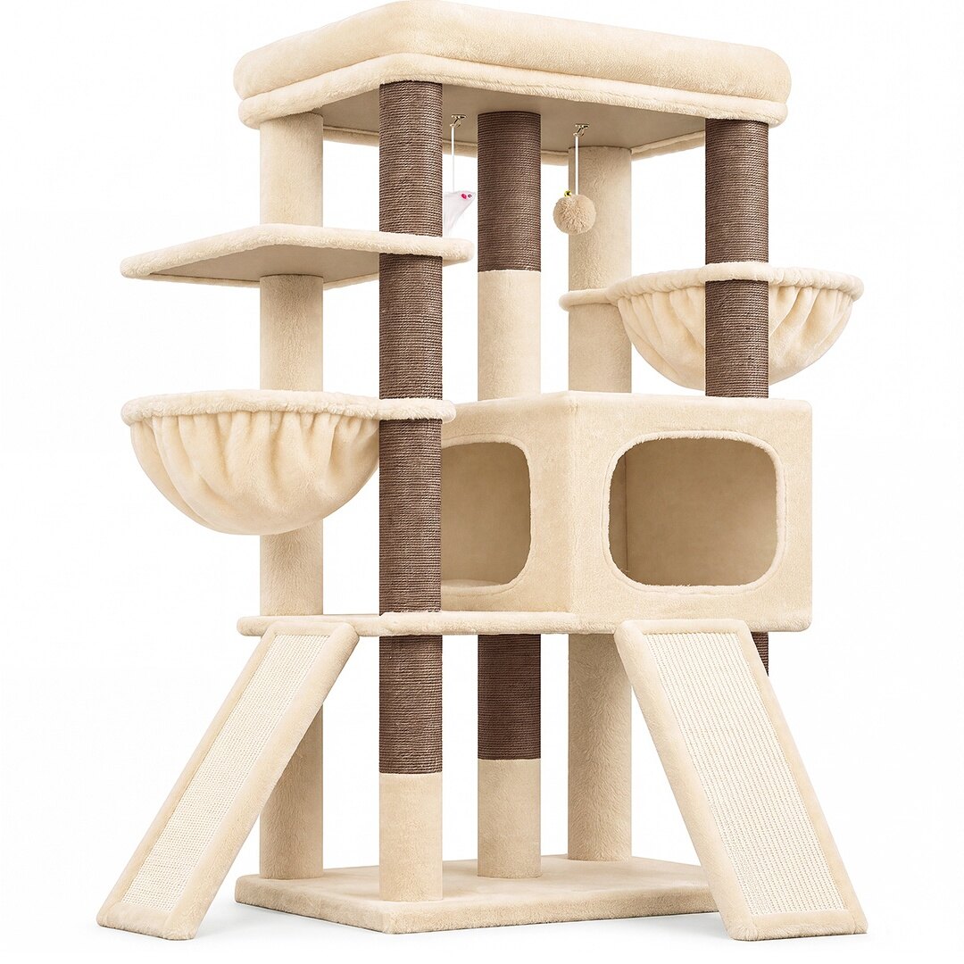 globlazer-s52f-arbre-chat-perchoir-large-robuste-beige image 2