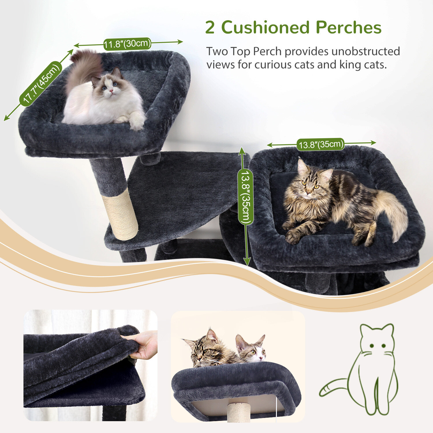 globlazer-s-series-s74e-arbre-chat-gris-fonc-74-pouces image 6