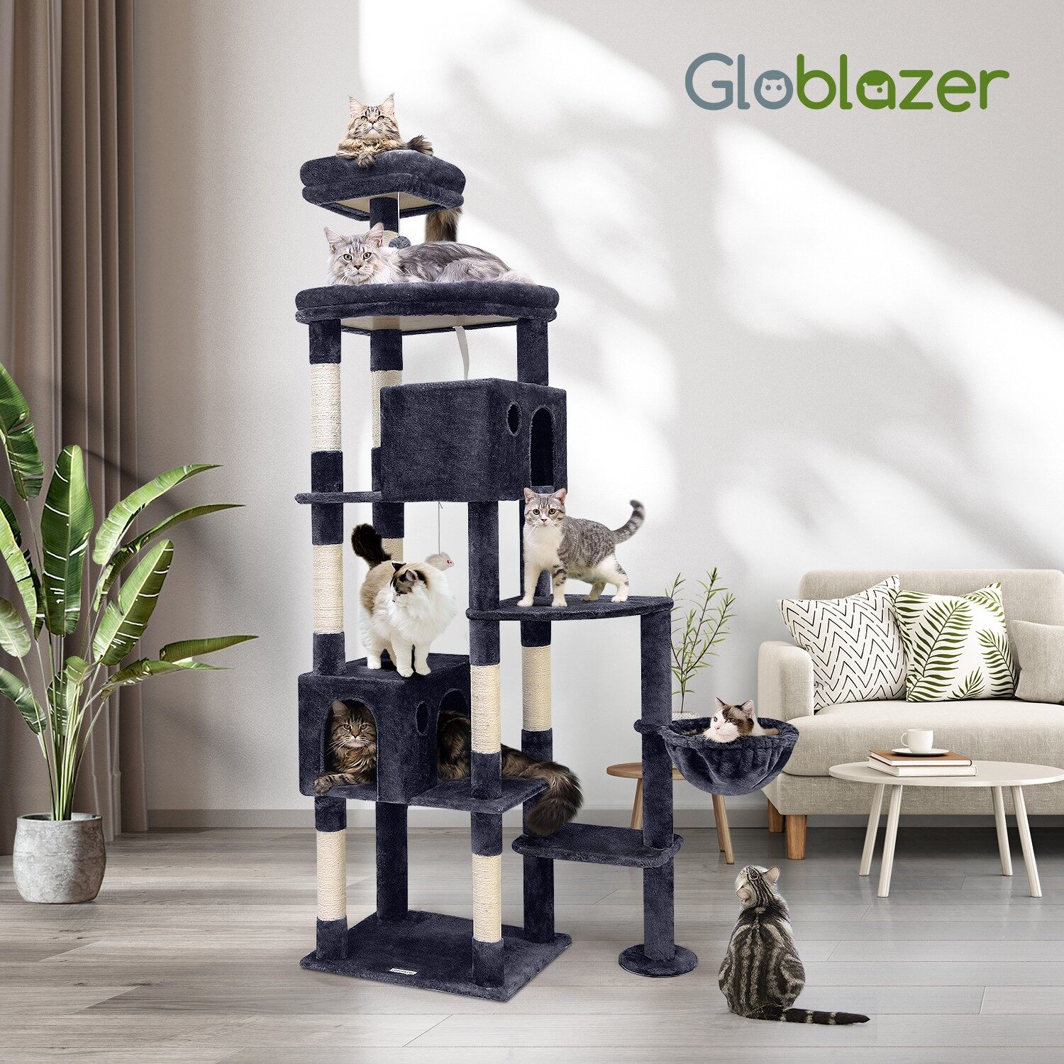 globlazer-f83-arbre-chat-gris-fonc-211-cm image 2
