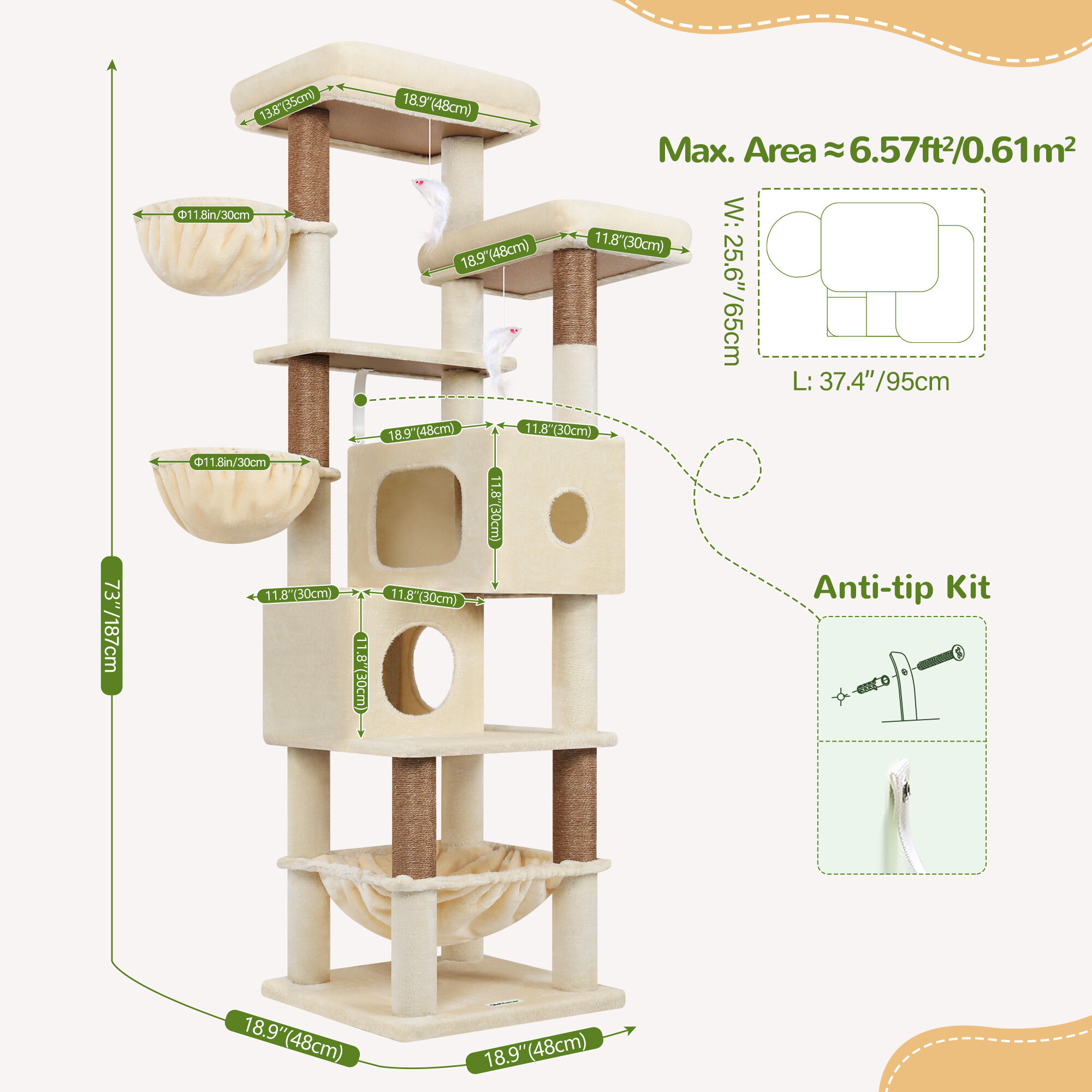 globlazer-s73-arbre-chat-185-cm-beige-grands-chats image 4
