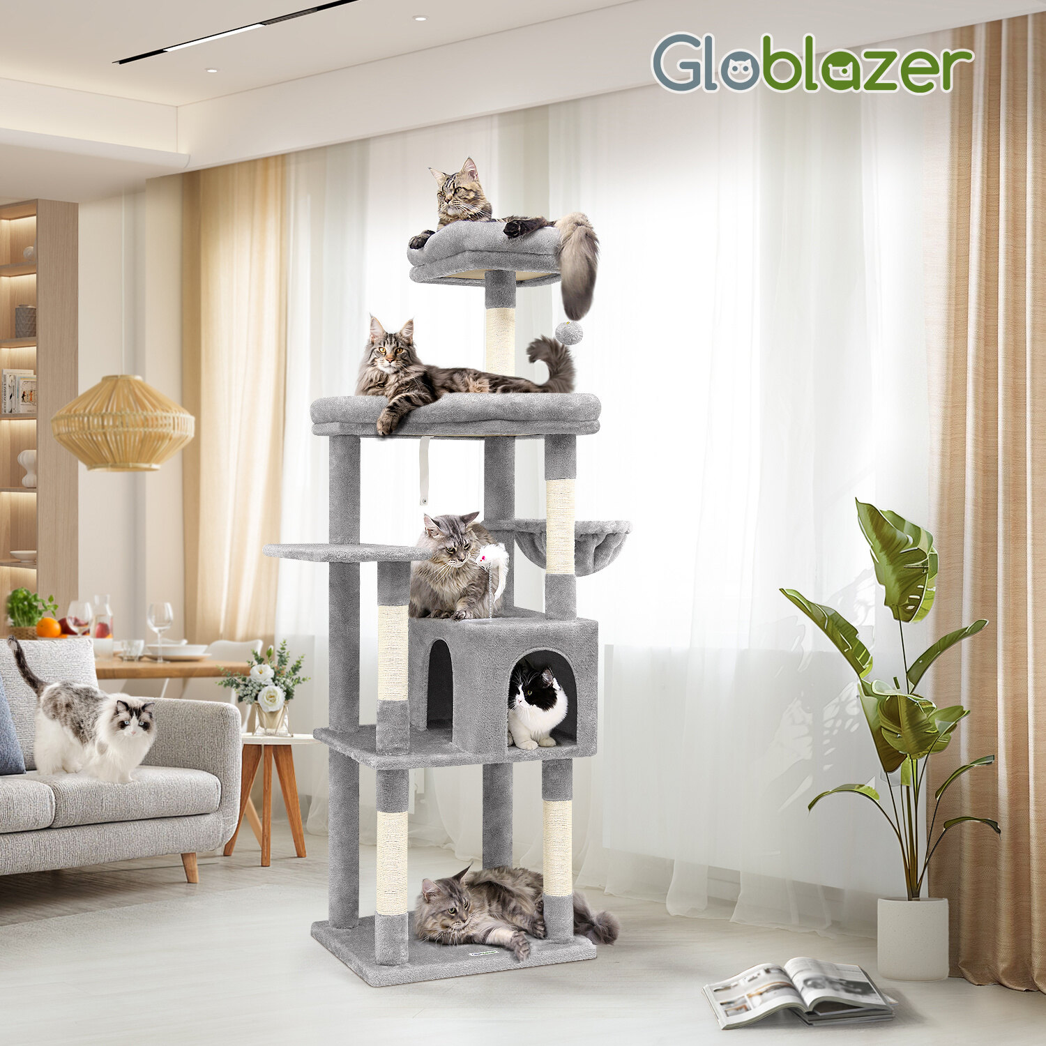 globlazer-s68-arbre-chat-gris-clair-68-pouces-grand image 4