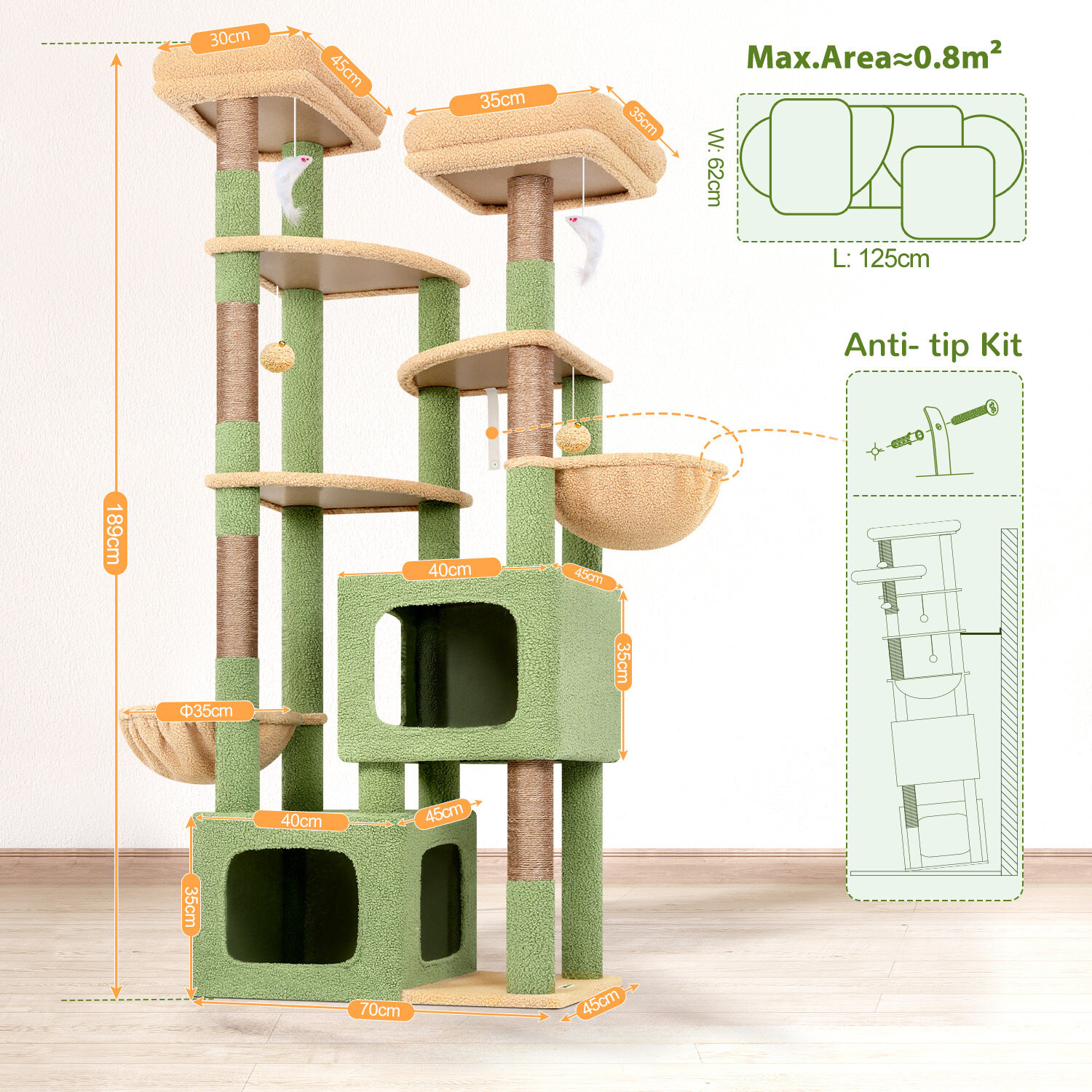 globlazer-s74e-arbre-chat-robuste-188-cm-vert-cactus image 8