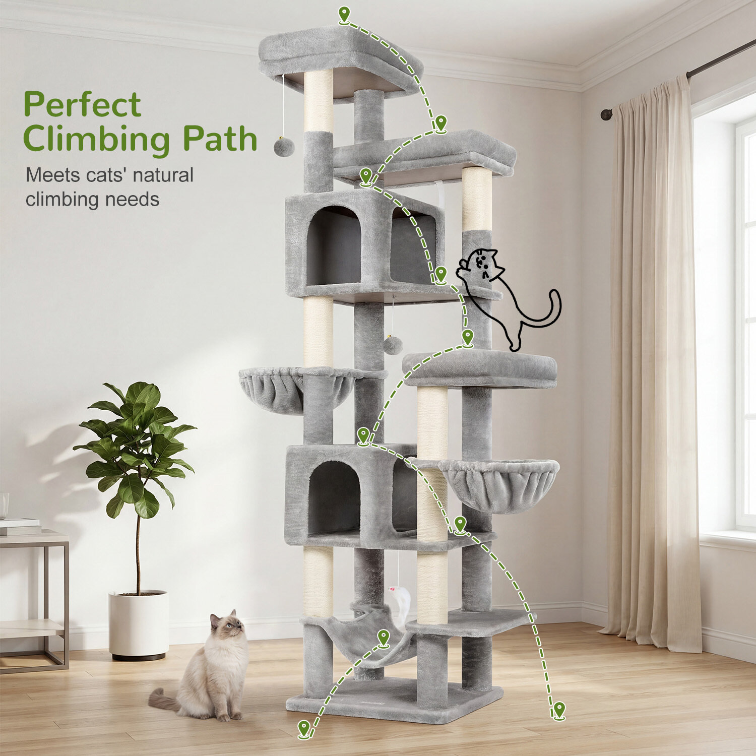 globlazer-f-series-f82b-arbre-chat-gris-clair-82-pouces-grand image 7