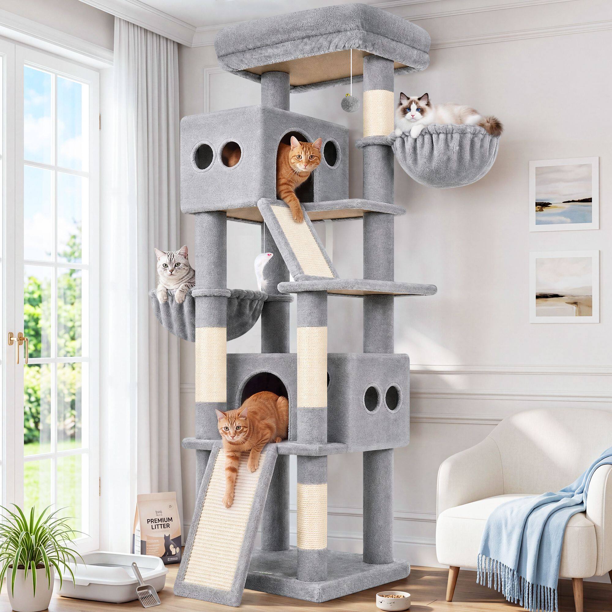 globlazer-s70g-arbre-chat-haut-gris-clair-178-cm image 1