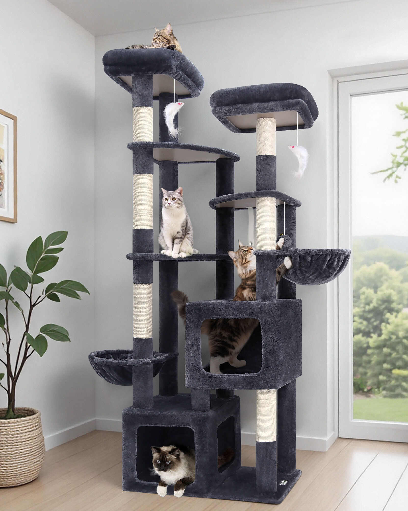 globlazer-s-series-s74e-arbre-chat-gris-fonc-74-pouces image 1