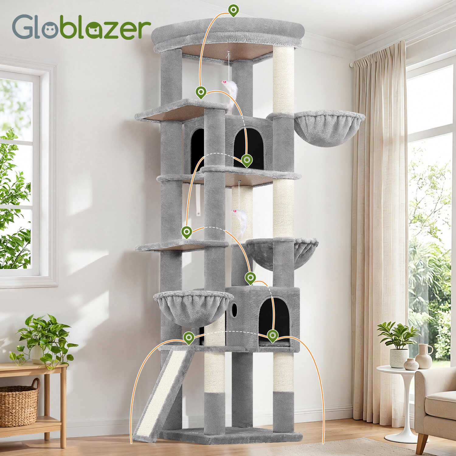 globlazer-s78g-arbre-chat-78-pouces-gris-clair-haut image 8