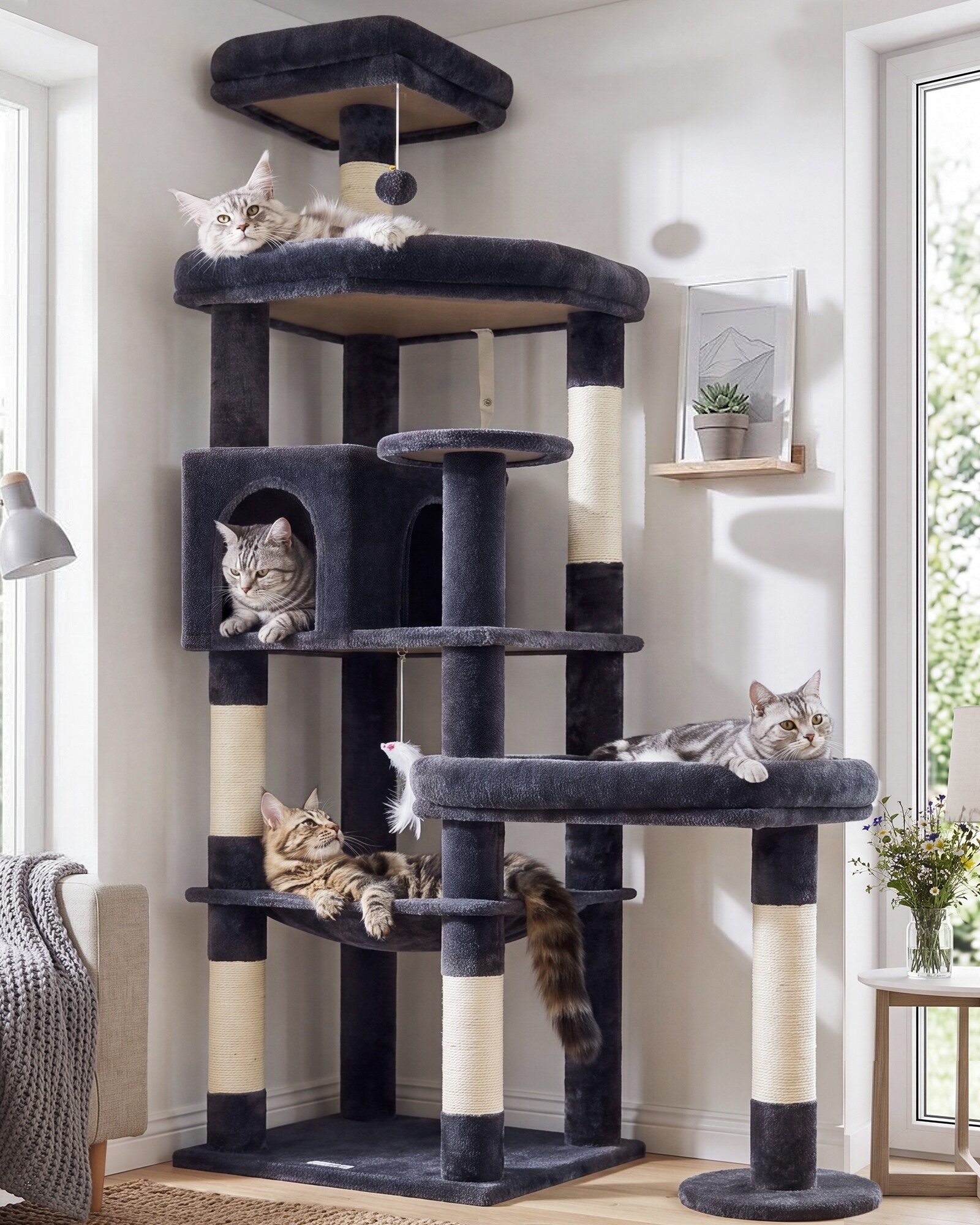 globlazer-s65-arbre-chat-grand-gris-fonc-165-cm image 1