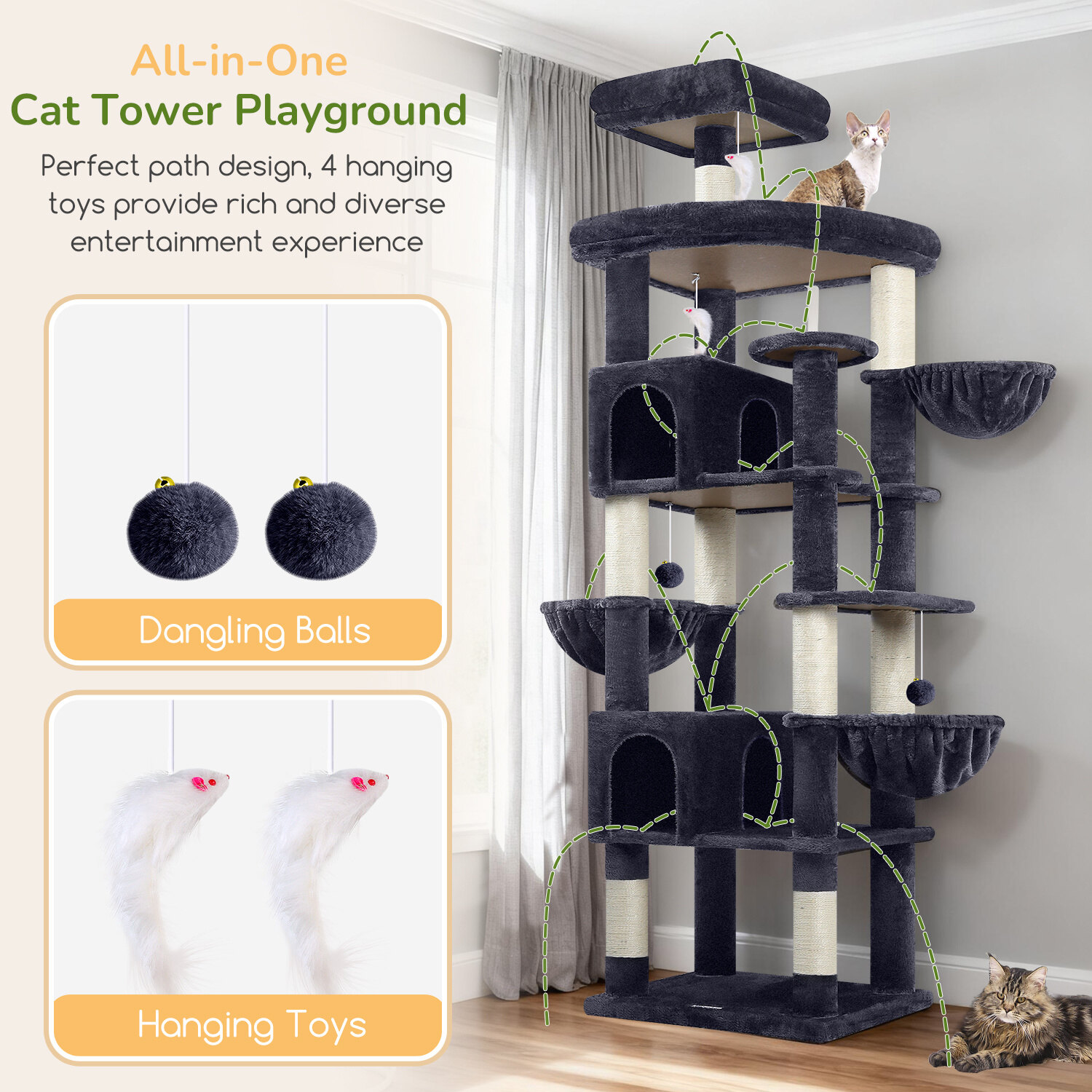 globlazer-s82-arbre-chat-gris-fonc-82-pouces-grand image 6