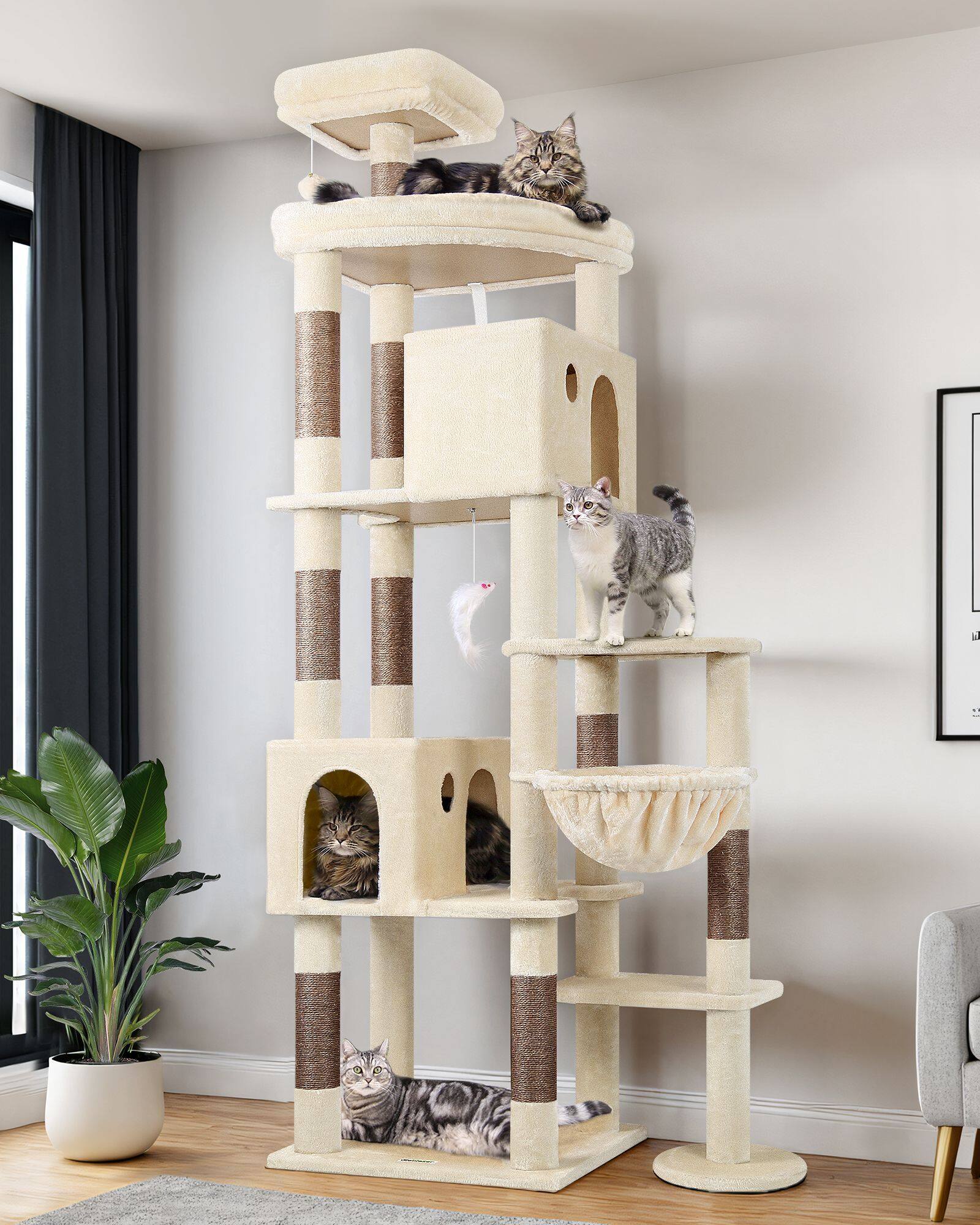 globlazer-f-series-f83-arbre-chat-beige-83-pouces-grands-chats image 1